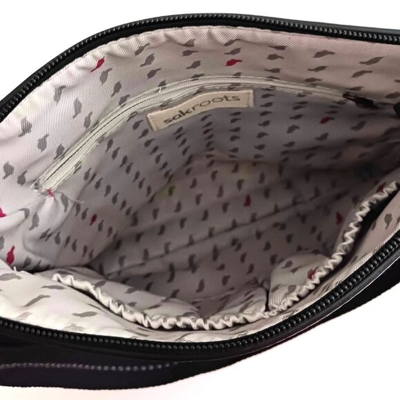 Sakroots Artists Circle Flat Lg Crossbody Bag Multicolor Coated Canvas Blk Strap - Picture 7 of 8